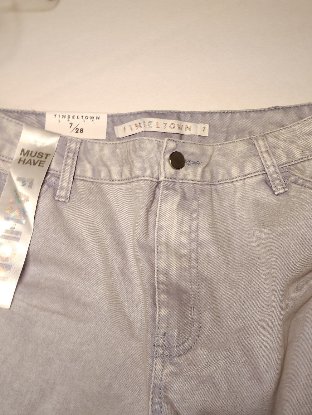 Francesca's Light Blue  Frayed Denim Shorts - Picture 5 of 8